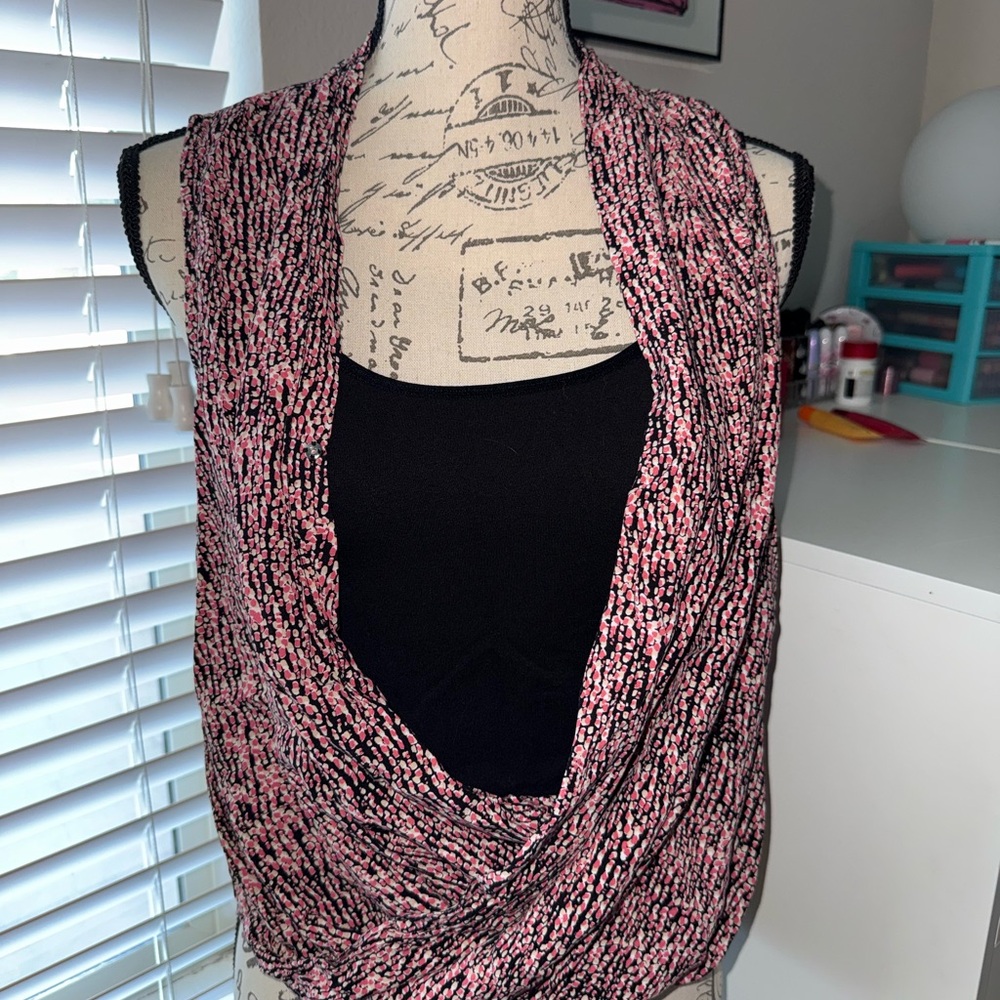 Vintage Y2K Liz Claiborne Pink and Black Drape Top